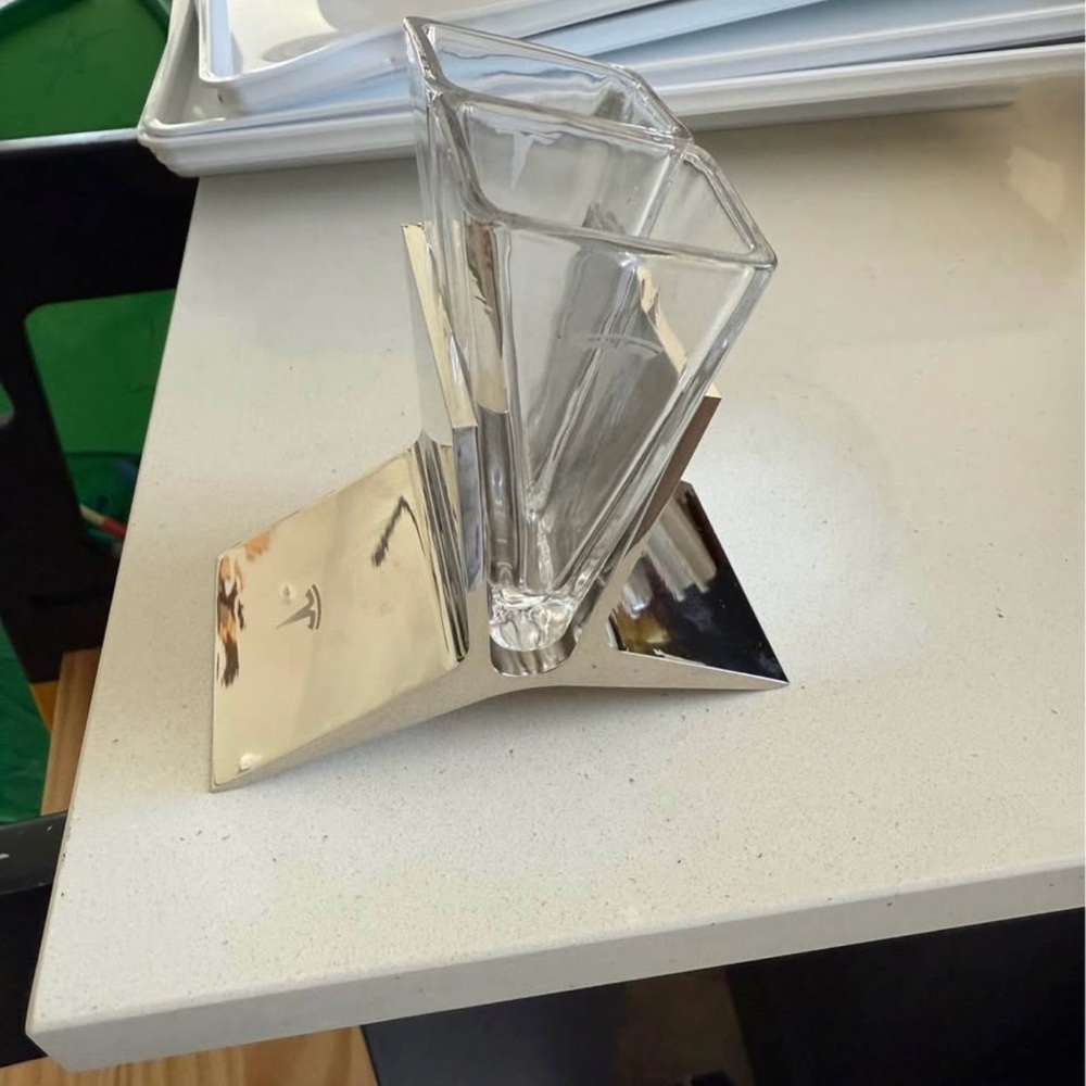 Tesla Silver and Clear Glass Centerpiece